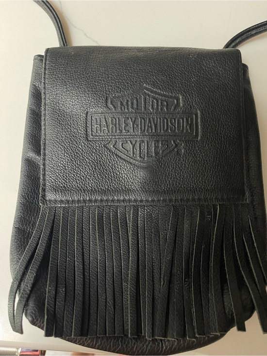 Harley-Davidson Handbags - Harley-Davidson Black Leather Fringe Crossbody Pouch